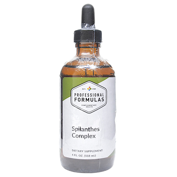 Bottle of Professional Formula's Spilanthes Complex supplement on a white background