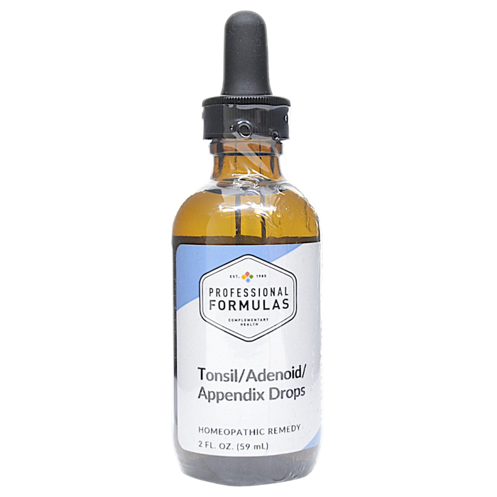 Bottle of Professional Formula's Tonsil/Adenoid/Appendix Drops supplement on a white background