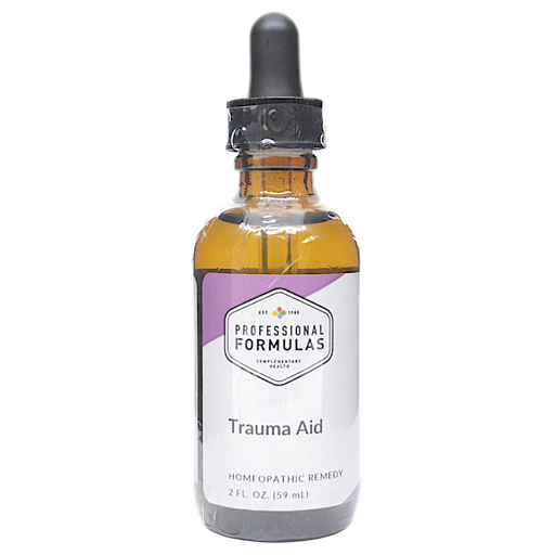 Bottle of Professional Formula's Trauma Aid supplement on a white background