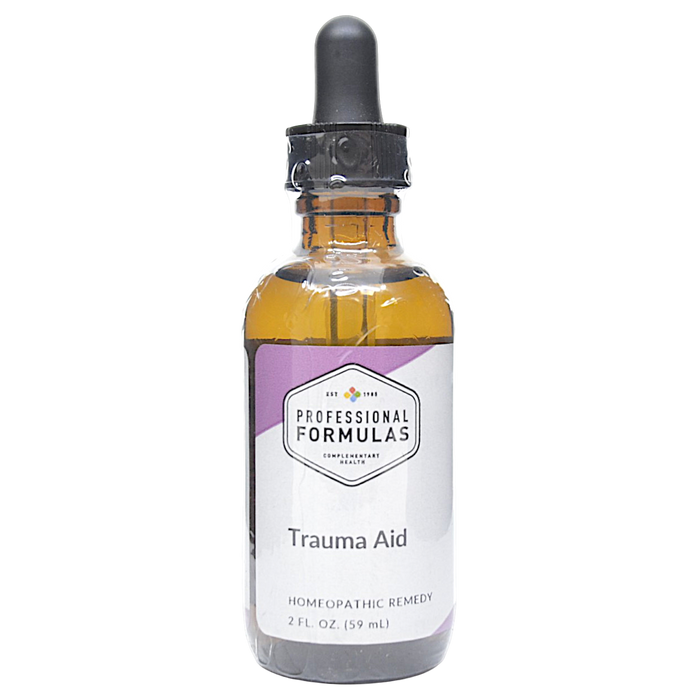 Bottle of Professional Formula's Trauma Aid supplement on a white background