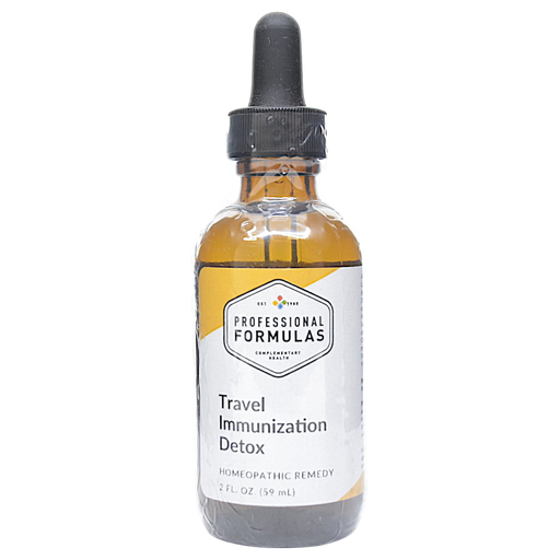Bottle of Professional Formula's Travel Immunization Detox supplement on a white background