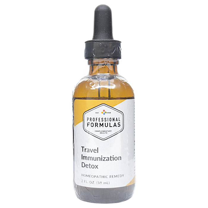 Bottle of Professional Formula's Travel Immunization Detox supplement on a white background