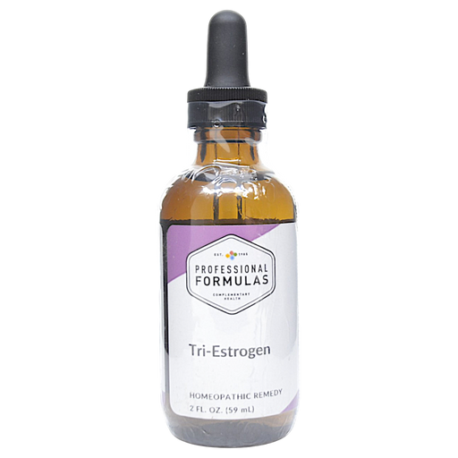 Bottle of Professional Formula's Tri-Estrogen supplement on a white background