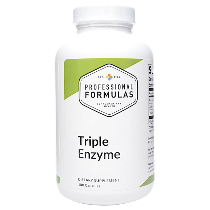 Bottle of Professional Triple Enzyme Formula supplement on a white background
