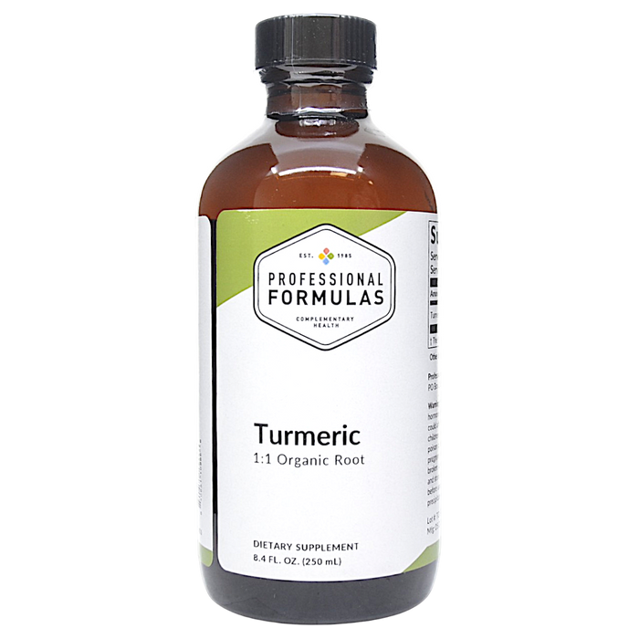 Bottle of Professional Formulas Turmeric (Curcuma longa) supplement on a white background