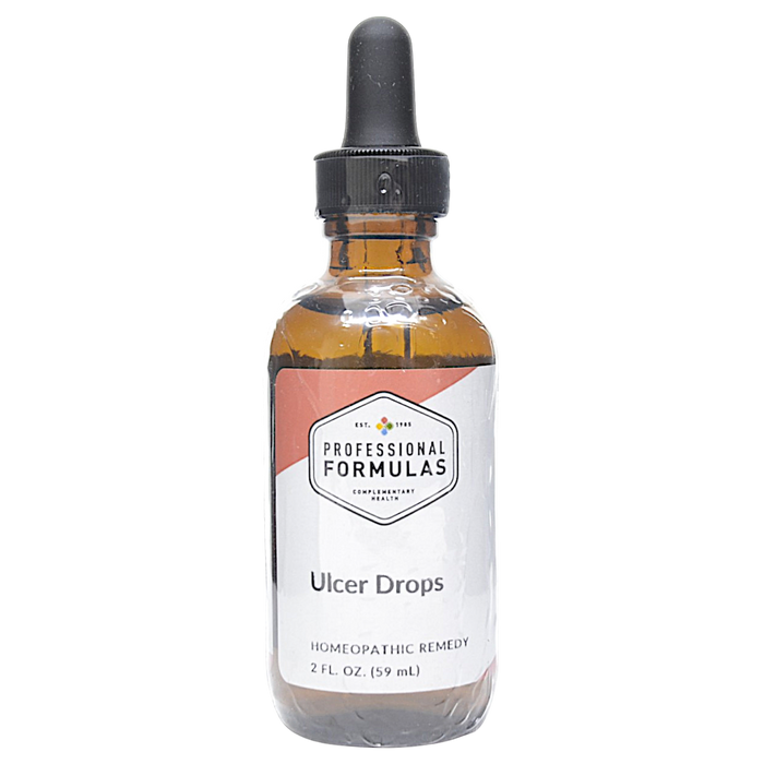 Bottle of Professional Formula's Ulcer Drops supplement on a white background