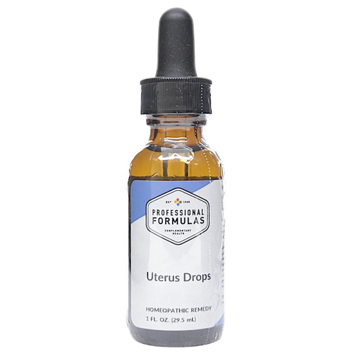 Bottle of Professional Formula's Uterus Drops supplement on a white background