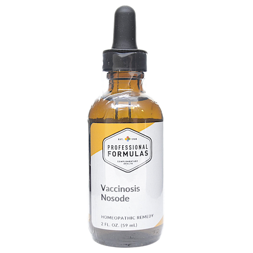 Bottle of Professional Formula's Vaccinosis Nosode supplement on a white background