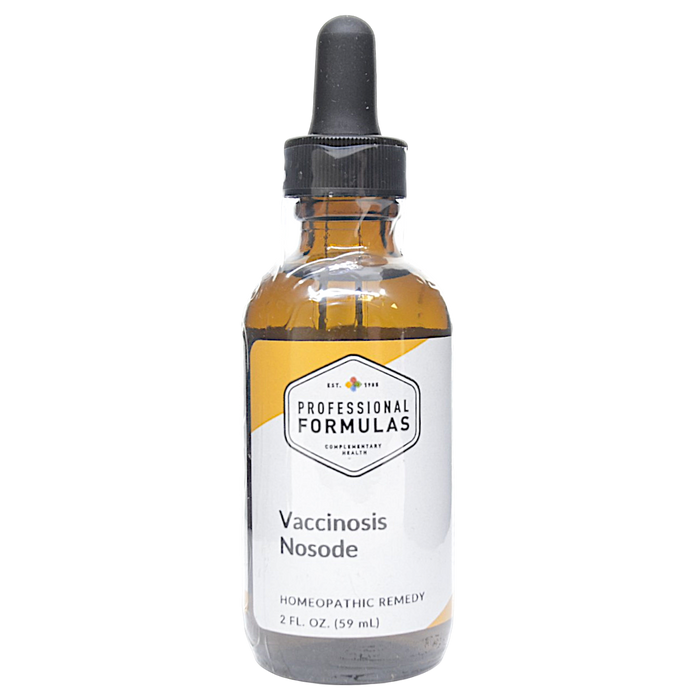Bottle of Professional Formula's Vaccinosis Nosode supplement on a white background