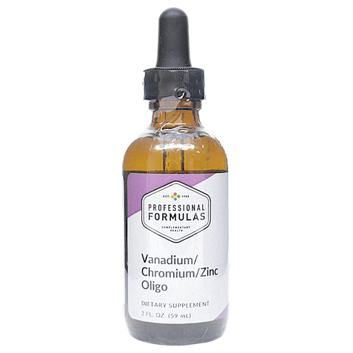 Bottle of Professional Formula's Vanadium/Chromium/Zinc Oligo supplement on a white background