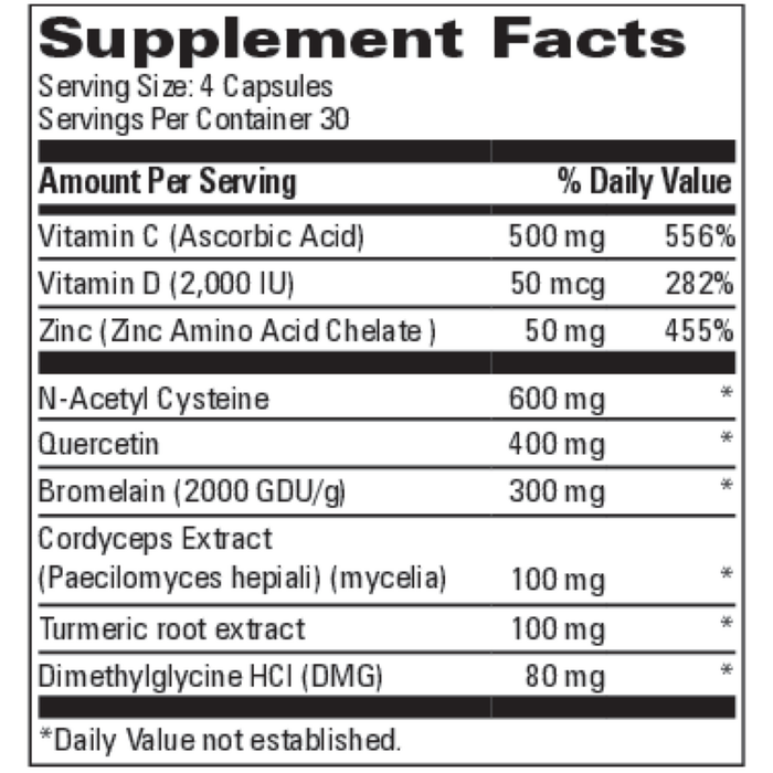 Progressive Labs Respiratory Resilience 120 capsules supplement facts label