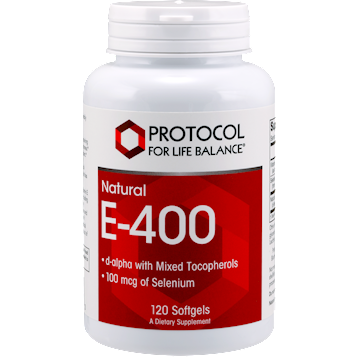 Protocol for Life Balance E-400, 120 softgels, front of bottle