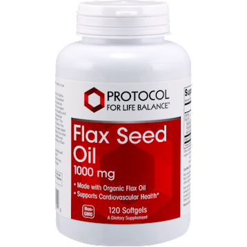 Protocol for Life Balance Flax Seed Oil 1000 mg, 120 softgels, front of bottle