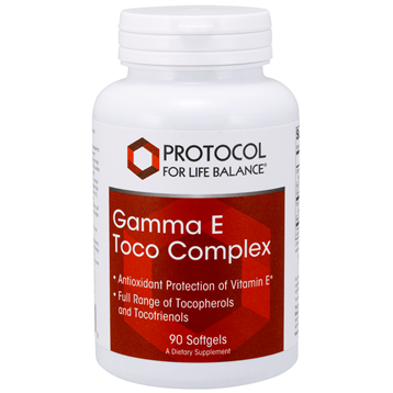 Protocol for Life Balance Gamma Vitamin E Complex, 90 softgels, front of bottle