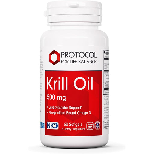 Protocol for Life Balance Krill Oil 500 mg, 60 softgels, front of bottle