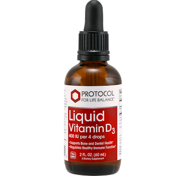 Protocol for Life Balance Liquid Vitamin D3, 2 fl oz, front of dropper bottle