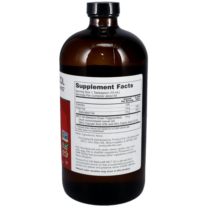 Protocol for Life Balance MCT Oil 32 fl oz supplement facts label
