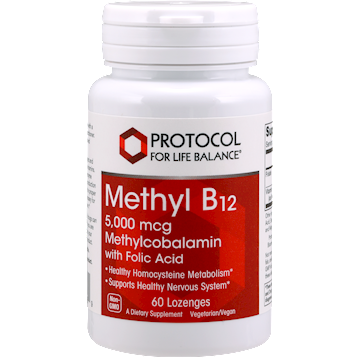 Protocol for Life Balance Methyl B12 5000 mcg, 60 lozenges, front of bottle