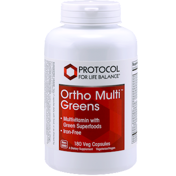 Protocol for Life Balance Ortho Multi Greens Iron-Free, 180 capsules, front of bottle