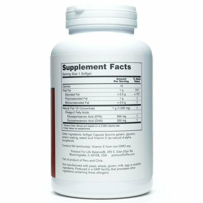 Protocol for Life Balance Ultra Omega-3 supplement facts label