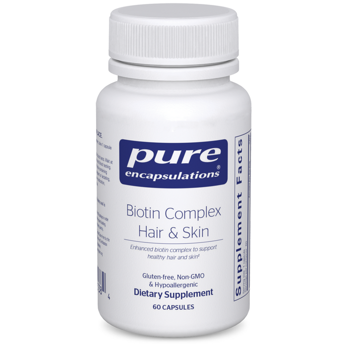 Pure Encapsulations Biotin Complex Hair & Skin, 60 capsules, front of bottle