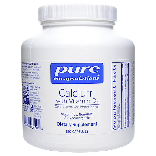 Pure Encapsulations Calcium with Vitamin D3, 180 capsules, front of bottle