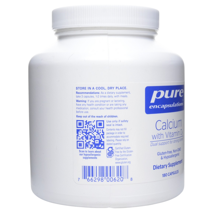 Pure Encapsulations Calcium with Vitamin D3 180 capsules suggested use label