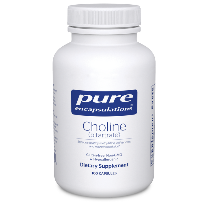 Pure Encapsulations Choline (bitartrate), 100 capsules, front of bottle