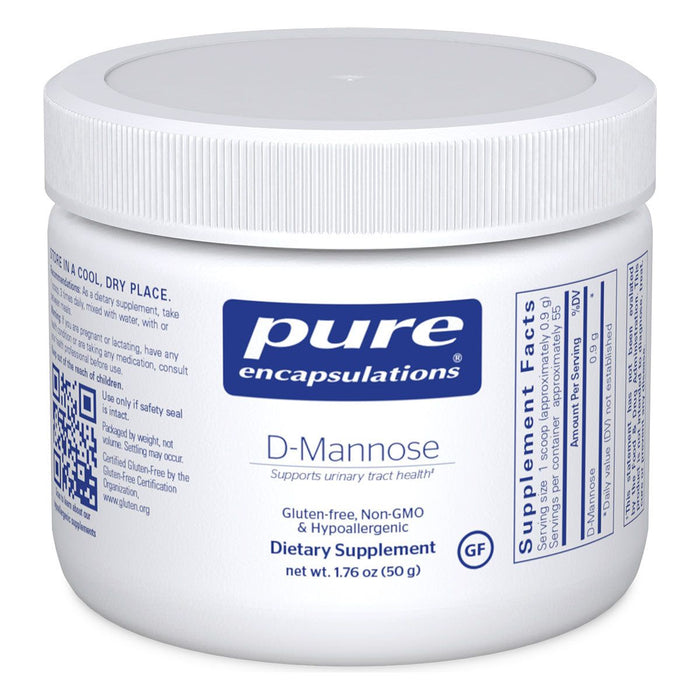 Pure Encapsulations d-Mannose Powder, 50 g, front of jar