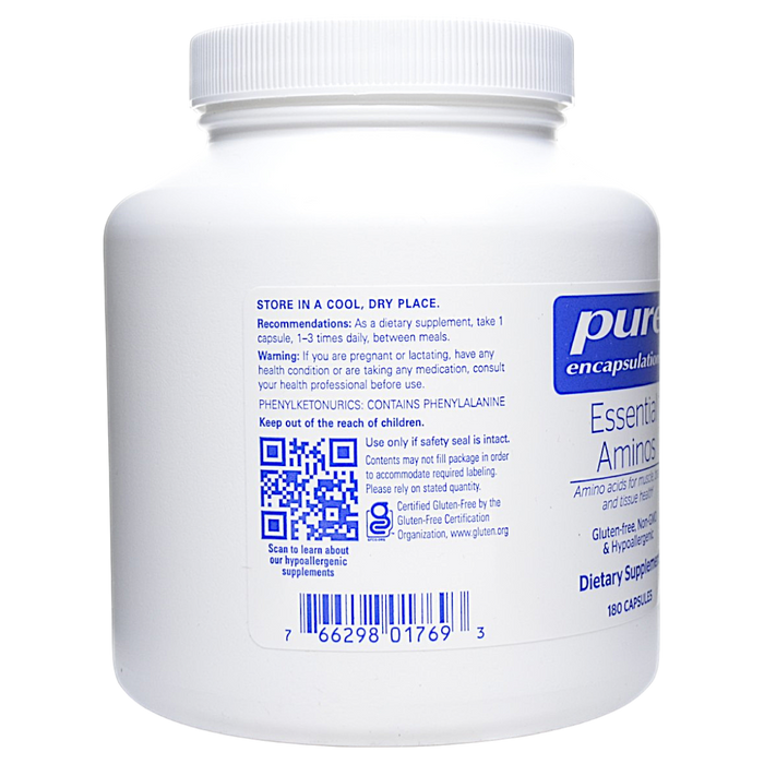 Pure Encapsulations Essential Aminos 180 capsules suggested use label