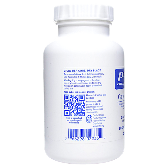 Pure Encapsulations Garlic Complex 400 mg 120 capsules suggested use label