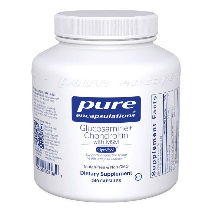 Pure Encapsulations Glucosamine Chondroitin with MSM, 240 capsules, front of bottle