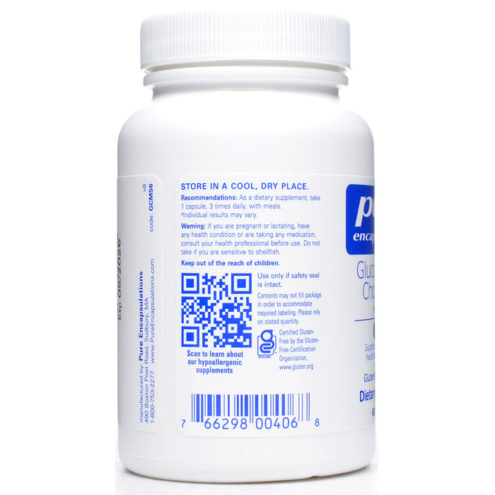 Pure Encapsulations Glucosamine Chondroitin with MSM 60 capsules label information panel