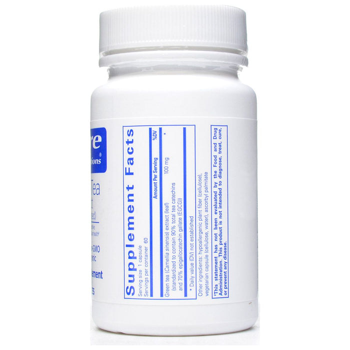 Pure Encapsulations Green Tea extract (decaf) 100 mg supplement facts label