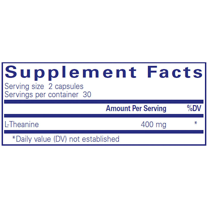 Pure Encapsulations L-Theanine 400 mg 60 capsules supplement facts label