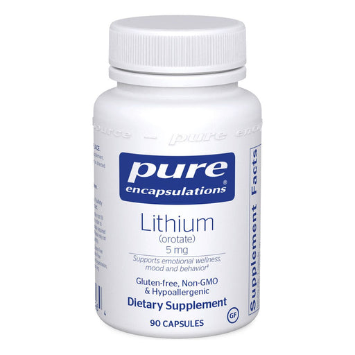 Pure Encapsulations Lithium (Orotate) 5 mg, 90 capsules, front of bottle