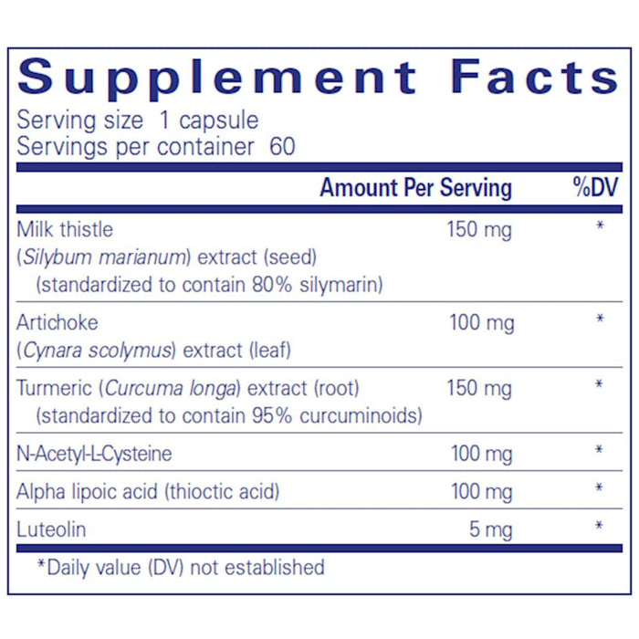 Pure Encapsulations LVR Formula supplement facts label