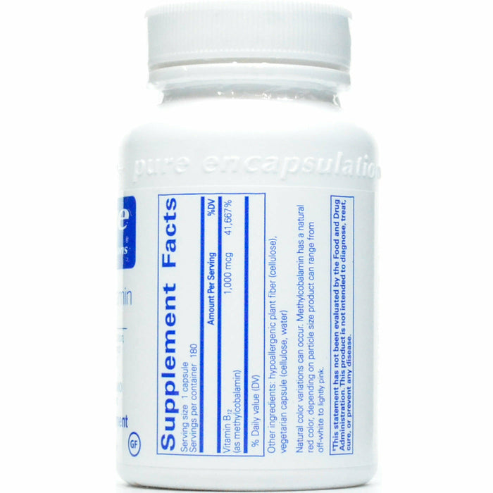 Pure Encapsulations Methylcobalamin 1000 mcg supplement facts label