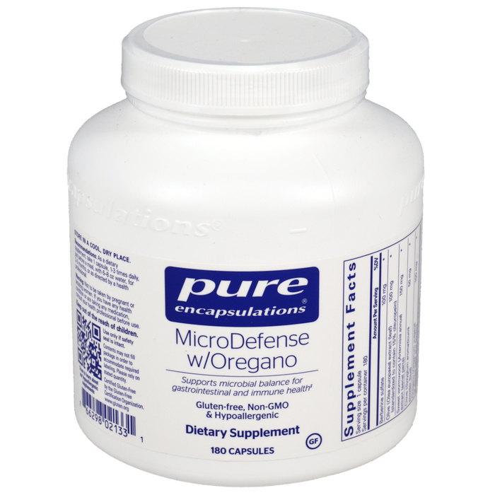 Pure Encapsulations MicroDefense w/Oregano, 180 capsules, front of bottle