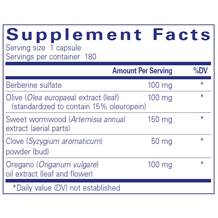 Pure Encapsulations MicroDefense w/Oregano supplement facts label 2