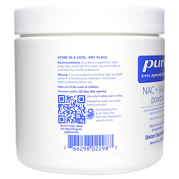Pure Encapsulations NAC + Glycine Powder 5.6 oz suggested use label