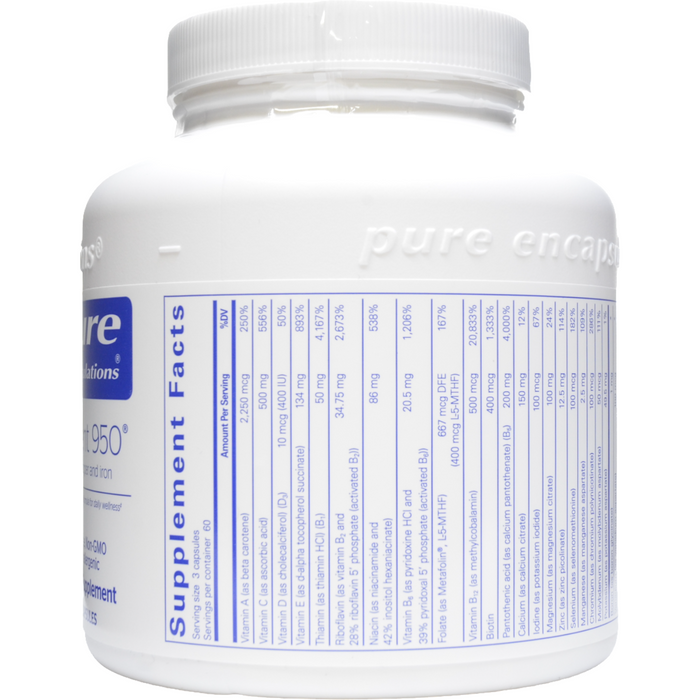 Pure Encapsulations Nutrient 950 without Copper & Iron supplement facts label