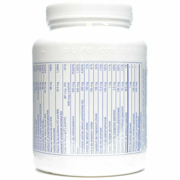 Pure Encapsulations Nutrient 950 without Iron supplement facts label 2