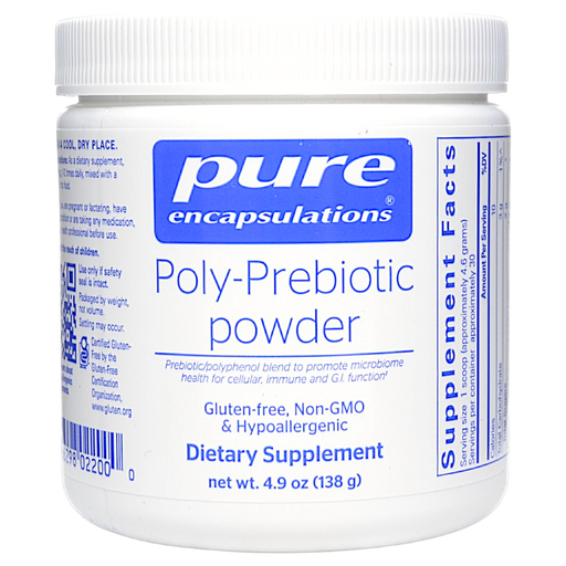 Pure Encapsulations Poly-Prebiotic powder, 30 servings, front of jar