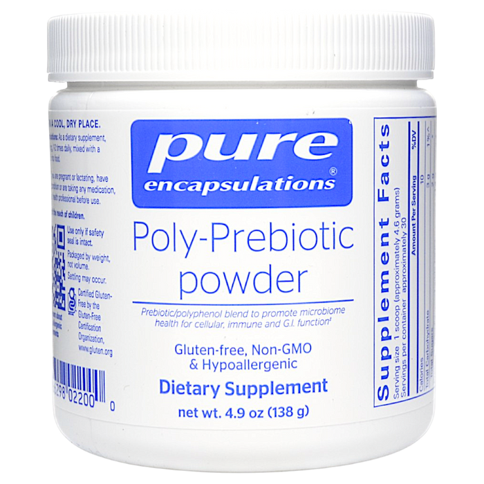 Pure Encapsulations Poly-Prebiotic powder, 30 servings, front of jar
