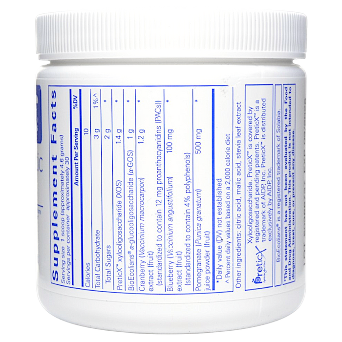 Pure Encapsulations Poly-Prebiotic powder 30 servings supplement facts label