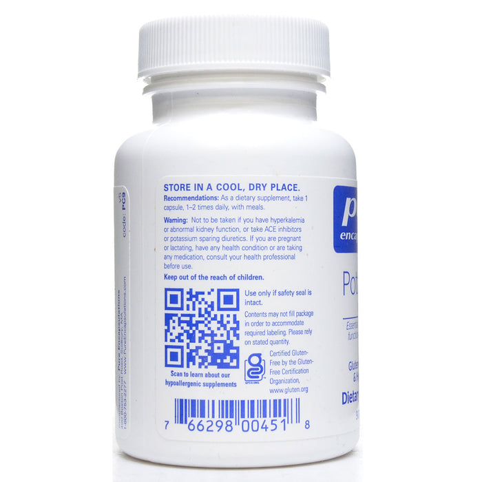 Pure Encapsulations Potassium (citrate) 200 mg 90 capsules label information panel