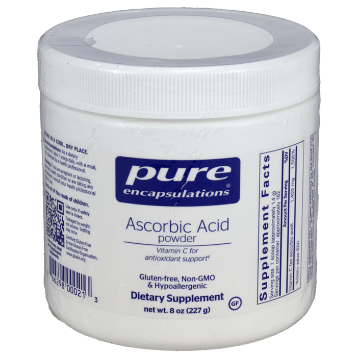 Pure Encapsulations Pure Ascorbic Acid powder, 227 g, front of jar