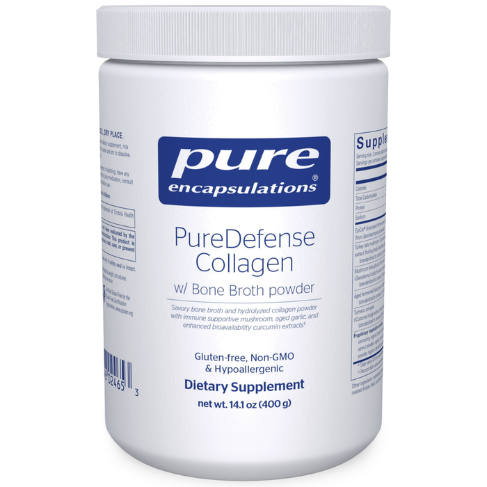 Pure Encapsulations PureDefense Collagen w/ Bone Broth powder, 14.1 oz, front of jar