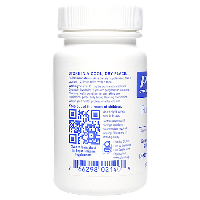 Pure Encapsulations PureHeart K2D 60 capsules suggested use label